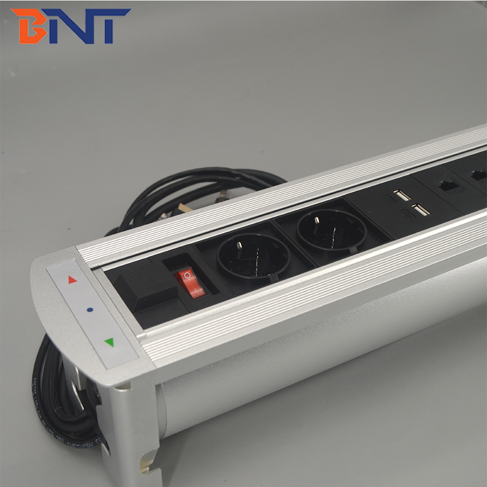 European power flush mount motorized desktop power socket for conference table