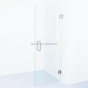 China 6-12mm Thickness Brushed Nickel Finish Single Frameless Shower Glass Door for Hotels factory