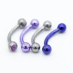 Synthetic Opal 16 Gauge Eyebrow Piercing Jewelry Stainless Steel 8mm
