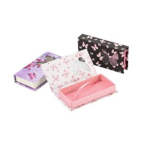 Custom Size Accepted Cardboard Butterfly Empty Eyelash Box Container With Clear