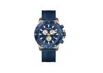 Mens 316L Stainless Steel Chronograph Watch Leather Strap Black & Blue Case