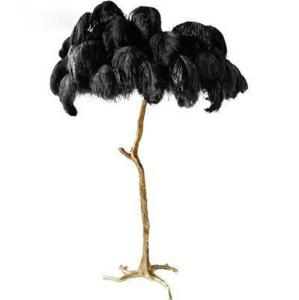 China Customized Free Standing Black 220V Ostrich Feather Lamp factory