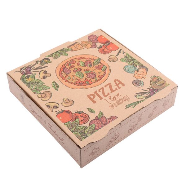 Folded Kraft Corrugated Carboard Pizza Boxes Wholesale E Flute Pizza Box Factory
