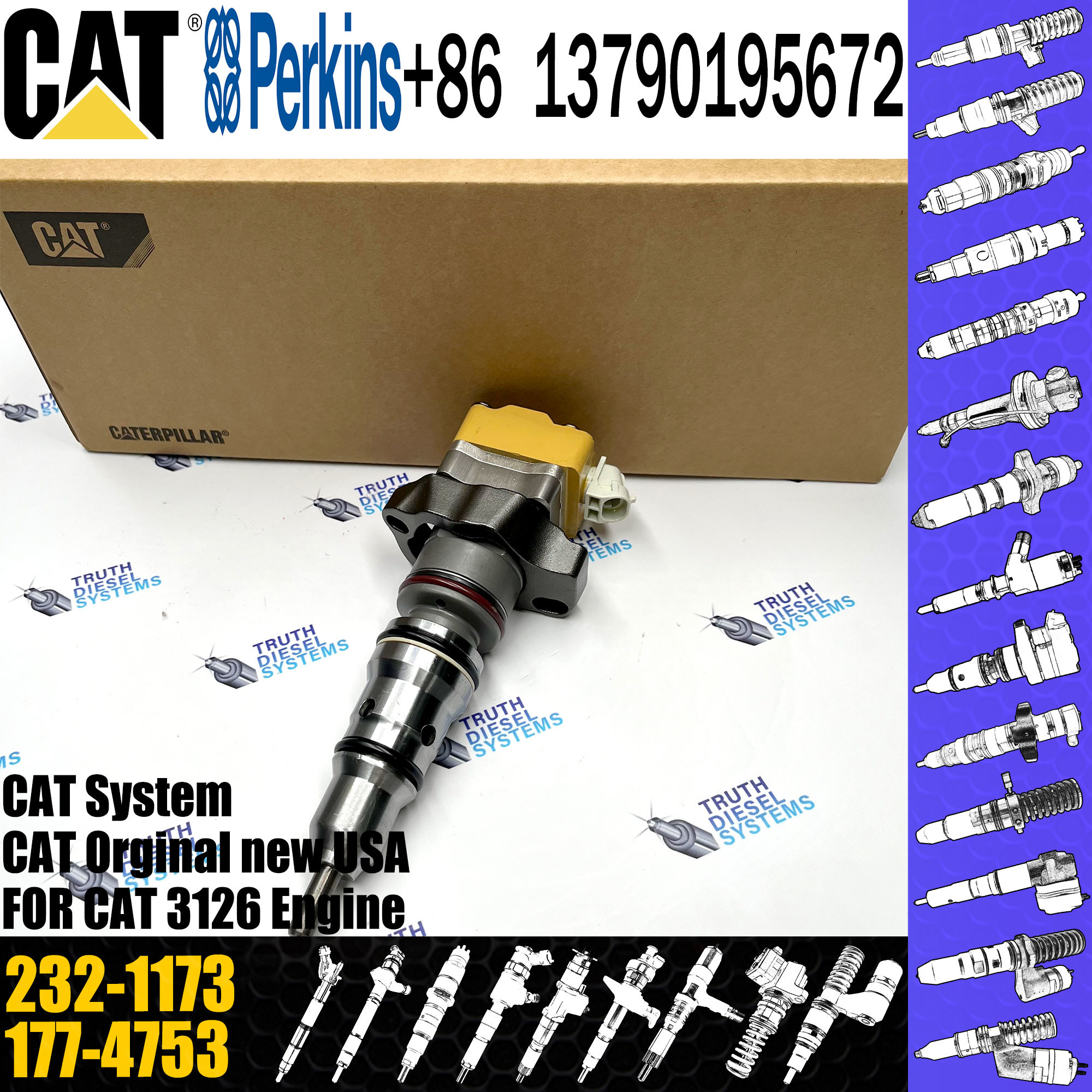 C-A-T common rail injector 232-1173 177-4753 179-6020 138-8756 1OR-0781 222-5963 for 3126 diesel engine assembly