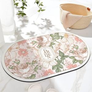 China Printing Easy to Clean Household Items Diatom Earth Bath Mat For Hotel Bathroom Floor factory