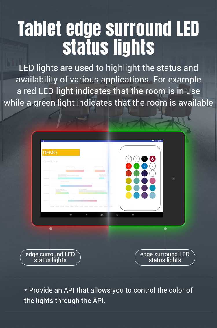 10.1 Inch Android Meeting Room Tablet with LED Light Bar Wall Mount