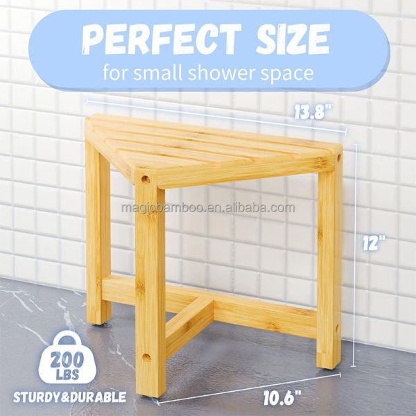 Small Bamboo Shower Step Stool for Corner Shaving Legs Customized Designs CE Certificate