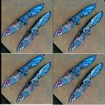 CNC Machining Hunting Knife Designs Blue Damascus Knife