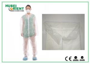 China White Disposable Coveralls Non Woven For Medical Without Hood With Free Sample factory