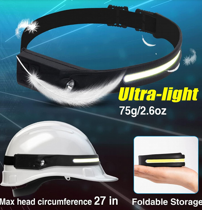 Waterproof Flexible Headlamp Work Light 12000 Lumen 230 Degree USB Rechargeable