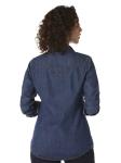 Fashion Women′s Denim Shirt Long Sleeve Button with Pocket Shirt
