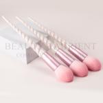 Plating Spiral Handle Powder Single Makeup Brush With Pink Ferrule