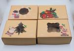 Customized CMYK Candy Biscuit Kraft Paper Gift Box Window Open For Christmas