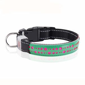 China PU Leather Rechargeable Flashing Dog Collars Nylon Webbing For Medium Large Dog factory