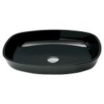 High Glossy Black Tempered Bathroom Wash Basins Smooth Interior And Exterior