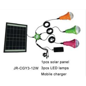 China 12W solar power lighting system with 3pcs LED lamps high lumens, intelligent remote controller, solar power home factory