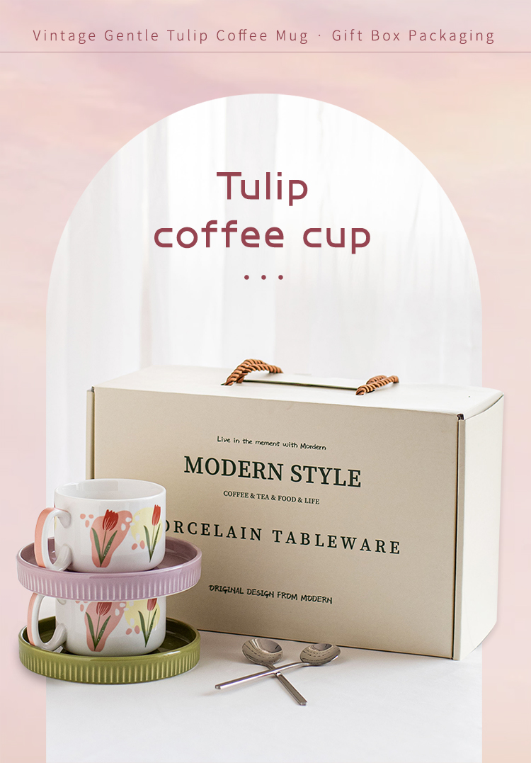 Customized Logo Flower Design Ceramic Tea Cup And Saucer Set For Restaurant For Afternoon Tea 200ml