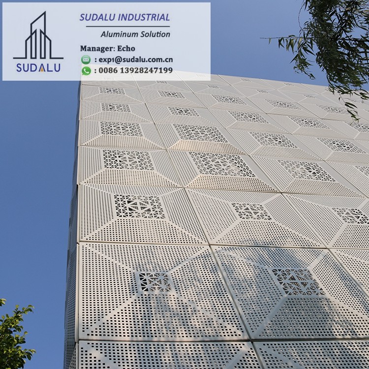 SUDALU 3mm PVDF Laser Cutting Perforated Aluminium Panel for Outdoor Facade Cladding