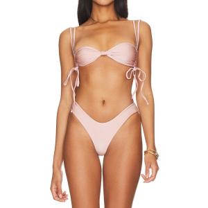 China Pink Bandeau Nylon Bikini Sexy Backless Fashion In Stock High-Elastic Durable Comfortable Upt50++ factory