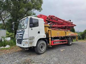 China 37 Meters Sy Mini Concrete Pump Truck Stock Feeding Height 1400mm 10050*2530*4000mm factory