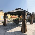 Patio Hardtop Gazebo Outdoor Hardtop Gazebo Galvanized Steel Metal Double Roof
