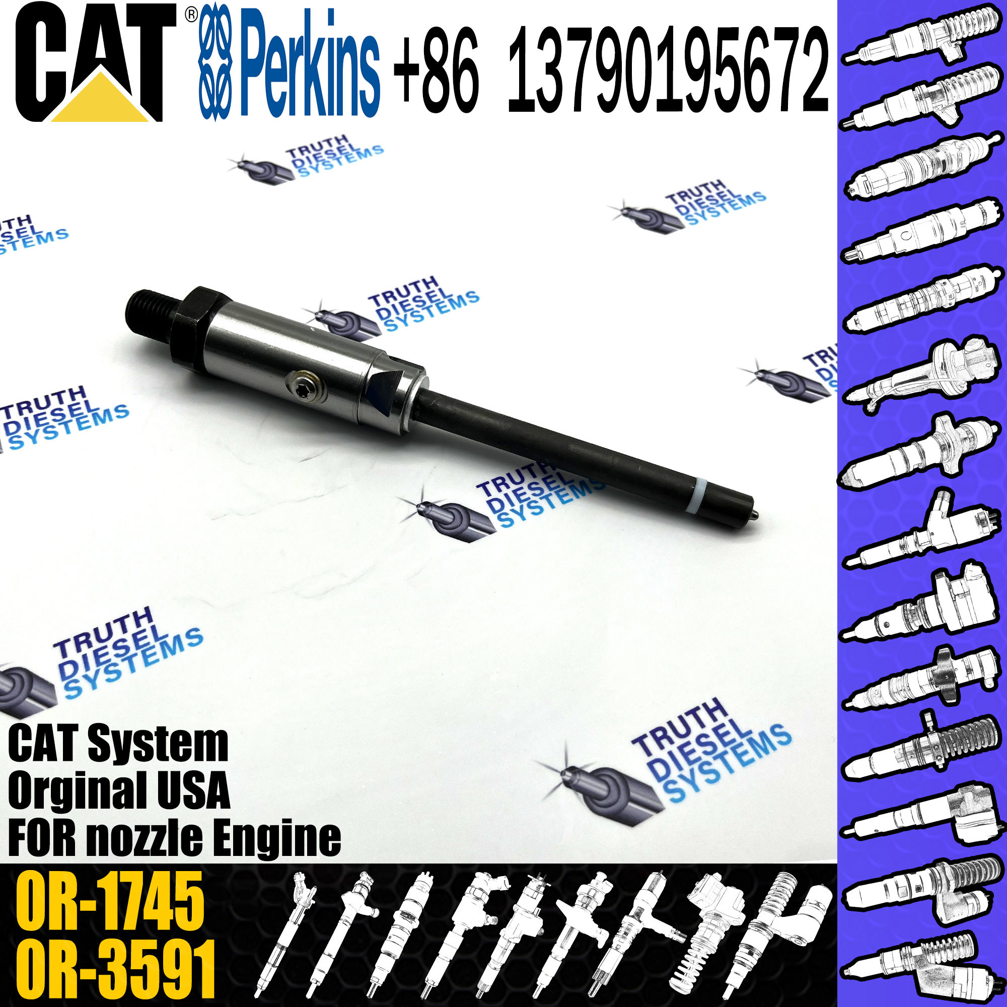 Fuel Injector 4W7018 0R-3422 0R-1745 For Caterpillar Excavator Engine 3406B 3408 3408B