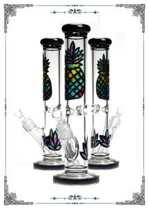 China 13.5 Inches 7MM Straight Tube Glass Bongs Color Painting Pineapple factory