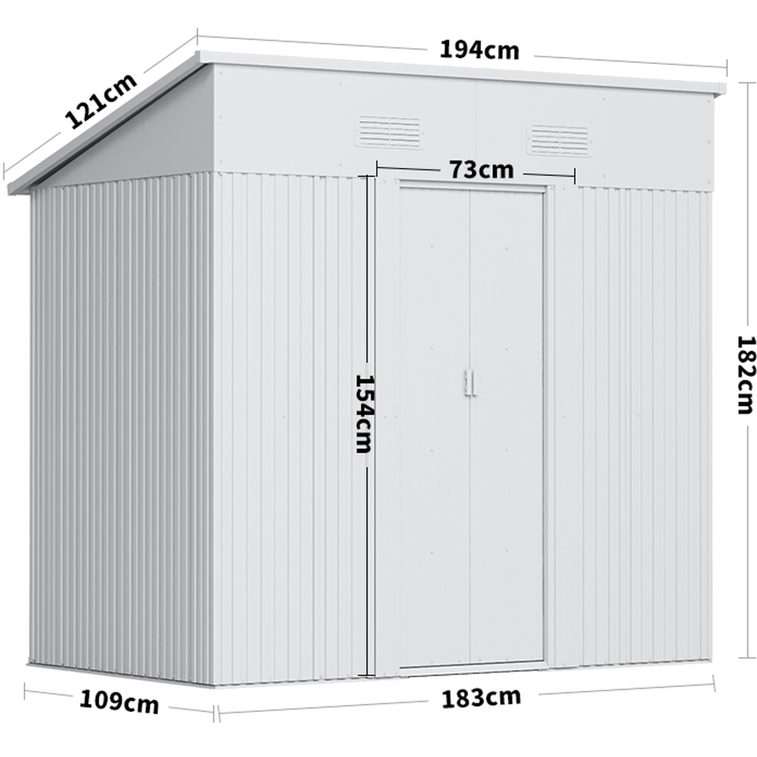 Color Steel Plate Metal Garden Storage Shed 2 Air Vent for Tools Bike Galvanized Steel
