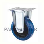 Top Plate Blue Caster Wheels 4 Inch Elastic Rubber Tread Wheels