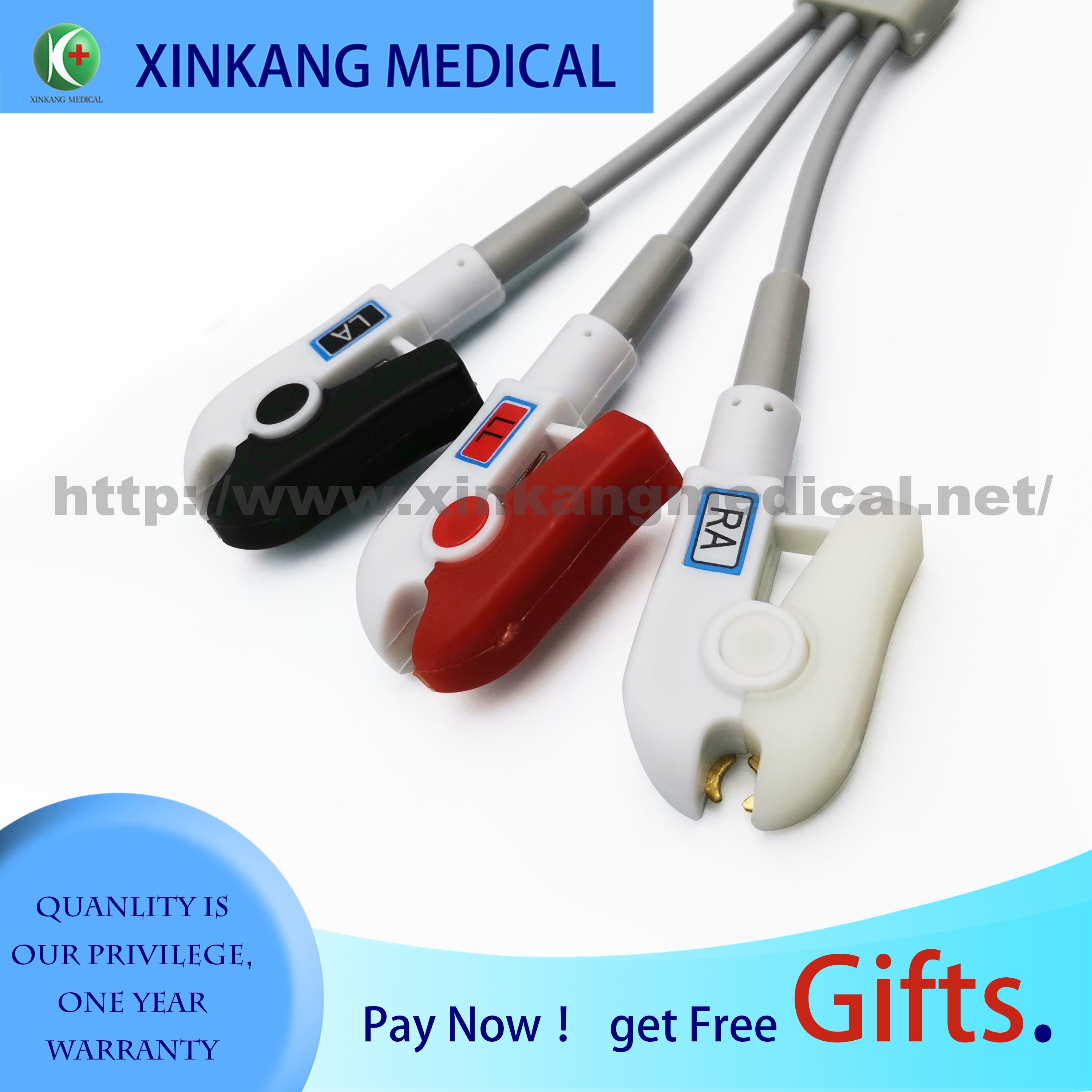 Medical Mindray ECG Cable Clip 6pin 3 Lead Far Infrared Disinfecting