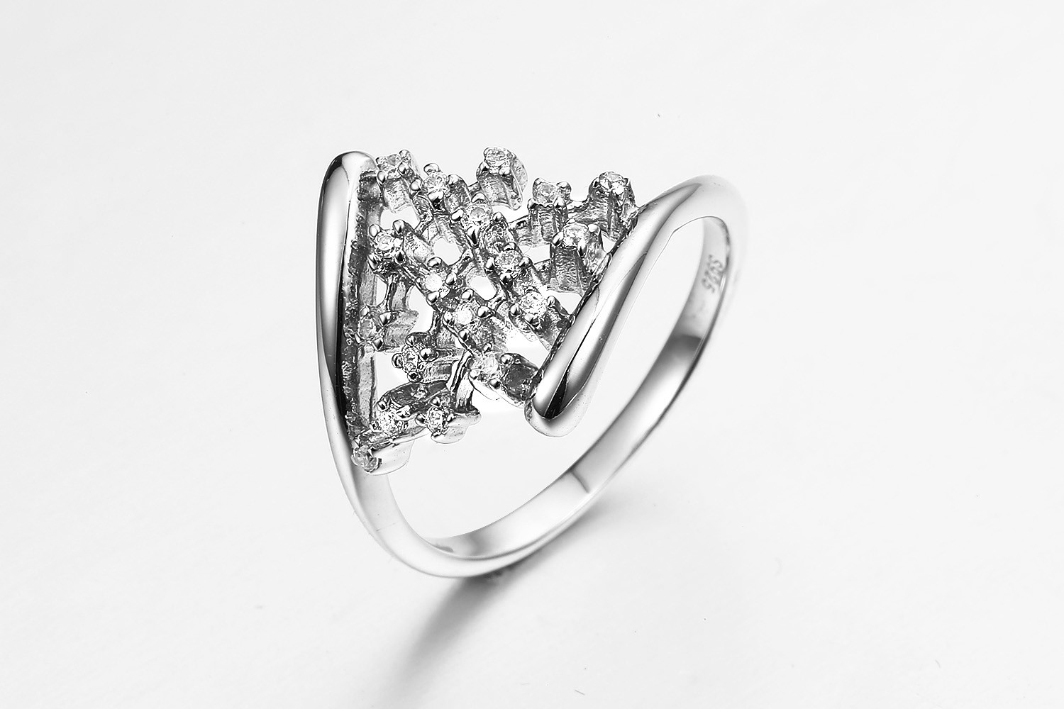 Cluster Sterling Silver CZ Stackable Rings 2.7g Cubic Zirconia Stackable Bands
