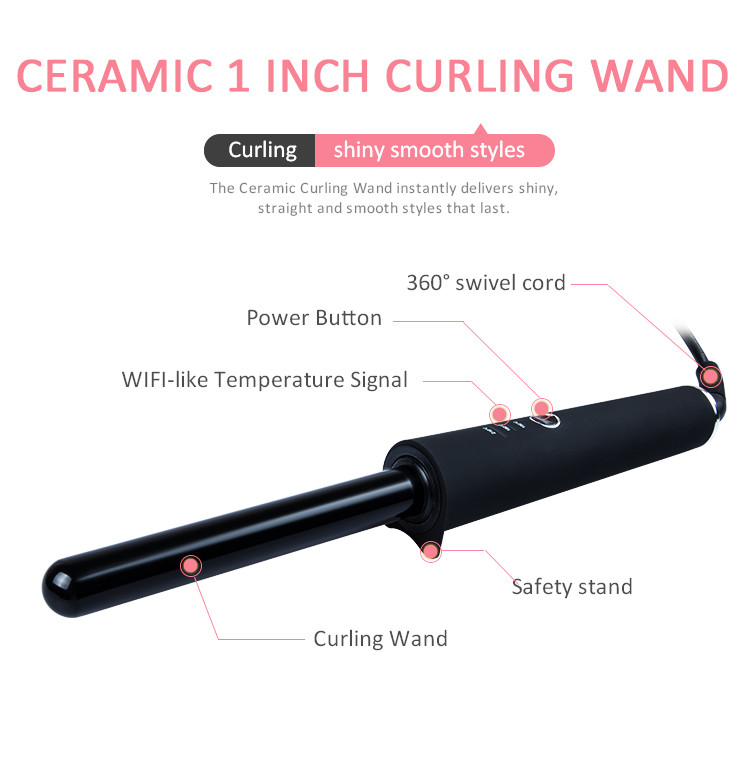 1 Barrel Ceramic Hair Curler Fast PTC Heating with LCD Display