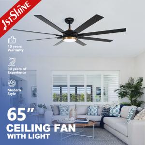 China 8 MDF Blades Dc Motor Led 65&quot; Large Ceiling Fan Matte Black With Remote Control factory