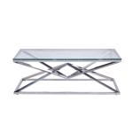 No Folded 9.5kg Stainless Steel Glass Top Coffee Table For Living Room