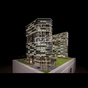 China 1:75 Scale Architectural Scale Model with Custom Electroplated Acrylic and Dynamic Lighting for AL YAQOOT Towers factory