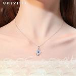 1.1 Gram 16.76mm Sterling Silver Jewelry Necklaces 5A CZ Sapphire Stone Necklace