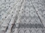 Black Unique Cotton Polyester Lace Fabric Knitted with Burnout Flower Lace for