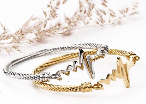 Stainless Steel ECG bracelet female 18k gold titanium steel inspirational heart