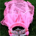 Children's crown veil, girls head flower veil headband, wedding princess wreath,