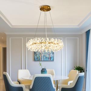 China Post-modern Nordic Simple Crystal Chandelier Light Luxury Living Room Bedroom Lighting Circular Creative Decorative Chandelier factory