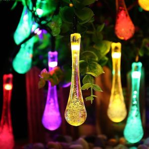Solar Crystal String Lights with Dual Power Mode Sparkly for Garden Decor