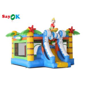 China Palm Tree Inflatable Jumping Castle With Surf Boy Tropical Slide factory