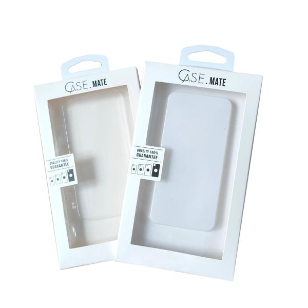 China Custom Cheap Mobile Phone Case Packaging Box With Pvc Window Printing Logo Recyclable Box factory