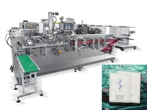 China Horizontal Type Automatic Facial Mask Making Machine 60packs/Min Nonwoven factory