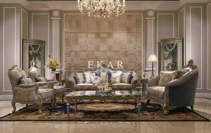 China Elegant Wood Luxury Carved European Living Room Furniture Set factory