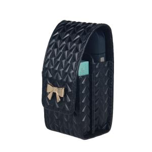 China Luxury Lattice Wallet Flip Cover Diamond cover for IQOS tobacco Genuine leather Belt clip pouch holster factory