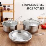 Kitchen Household Stainless Steel 3 Piece Pot And Pan Set Suit Ollas Cookware