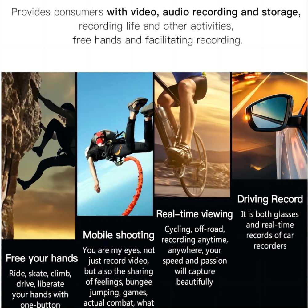 1080P Action Video Spectacles with Plastic Lens and 14cm X 5cm X 4cm Dimensions