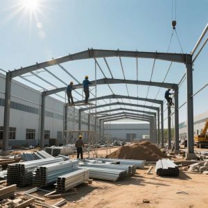China Custom Steel Frame Warehouse 20m Span with High Strength Bolts factory