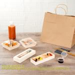 9 OZ Compostable Food Containers, 100 Rectangle Wooden Bento Boxes-With Window
